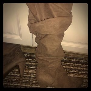 New tan knee high heel boots